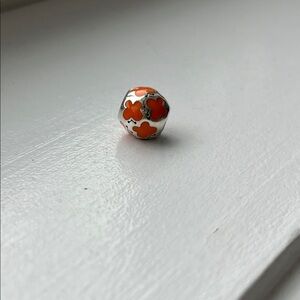 Retired Pandora Sterling Silver and Orange Enamel Butterfly Charm